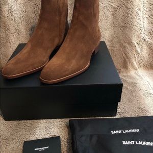 New - Saint Laurent Wyatt Chelsea Suede Boots